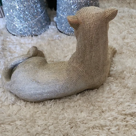 Gold Cat Figurine Decorative Accent for Shelf or Table - Picture 2 of 5